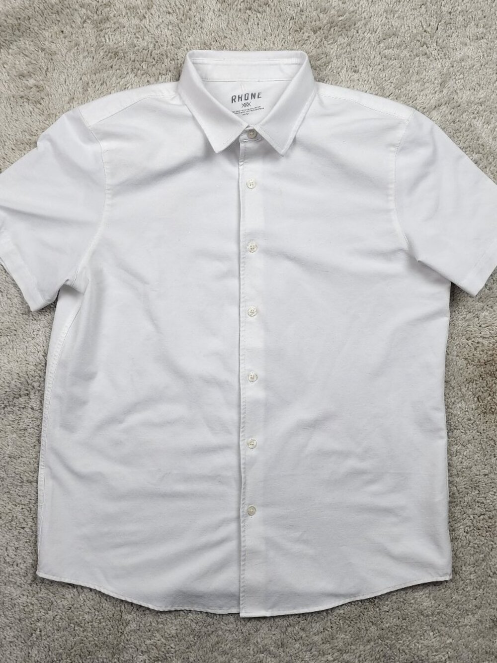 Rhone Knit Shirt Mens Size Medium M/M Solid White Short Sleeve EUC golf USA GUC